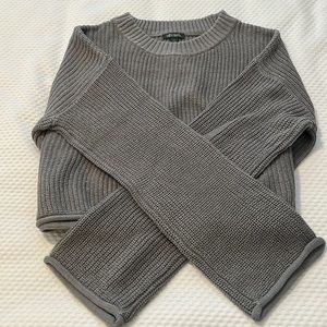 Gray knit crewneck sweater